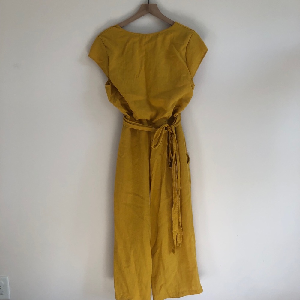 Mustard Linen Tie Back Long Jumper - Picture 7 of 9